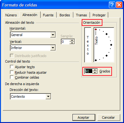 Captura flecha de aumentar o disminuir los grados en el apartado &rdquo;Orientación&rdquo;