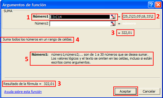 Captura ventana ”Argumentos de función” Captura ventana ”Argumentos de función”