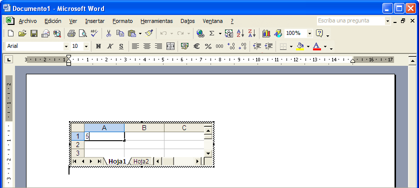 Captura celda A1 con el valor &rdquo;5&rdquo;