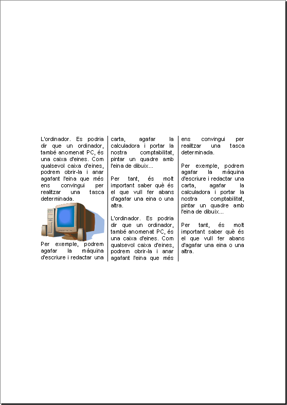 Secció de tres columnes amb imatge