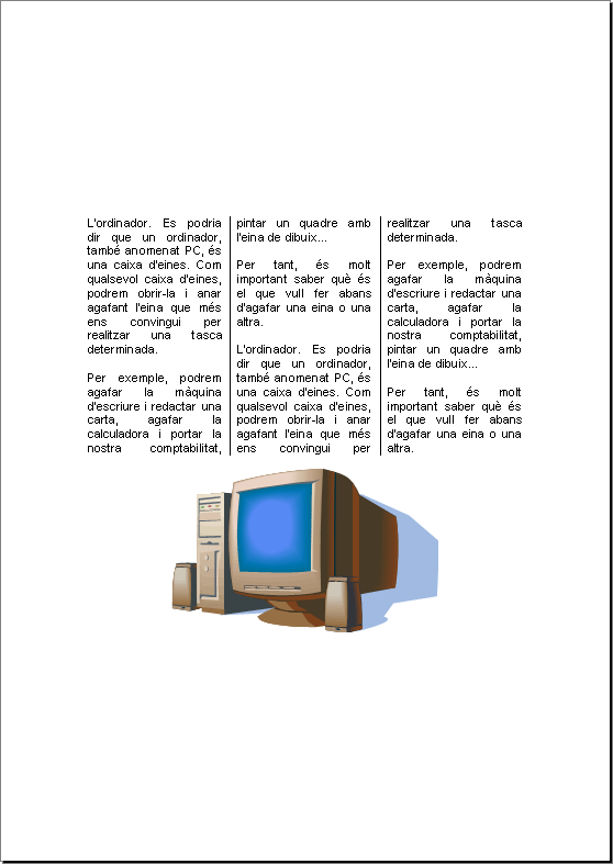 Secció de tres columnes amb imatge gran