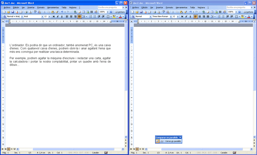Comparació horitzontal