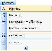 Selecció del format de la font
