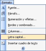 Menú lletra capital