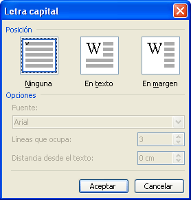 Quadre lletra capital amb cap seleccionada