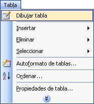 Menú Taula dibuixar