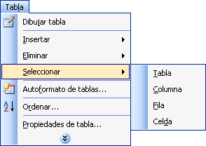 Menú taula seleccionar