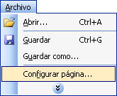 Menú configurar pàgina