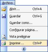 Menú Imprimir