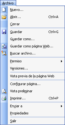 Menú Archivo
