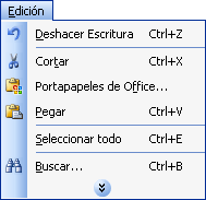 Menú Edición