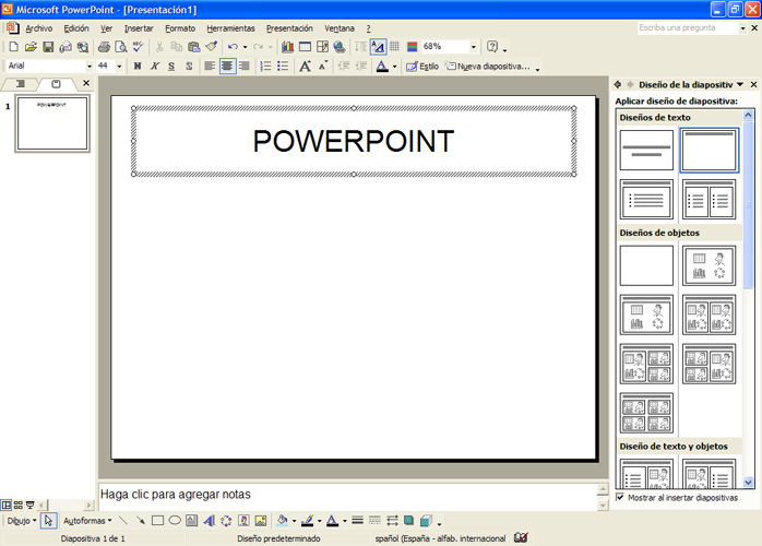 Captura quadre de text amb la paraula Powerpoint