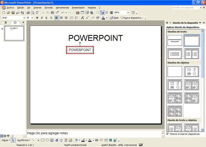 Captura de un nou quadre de text amb la paraula PowerPoint