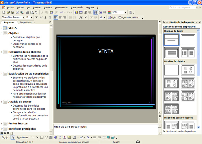 Captura del programa PowerPoint