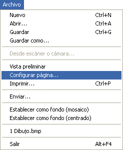 Captura del Menú Archivo