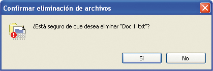 Captura de la ventana de Confirmar eliminación de archivo