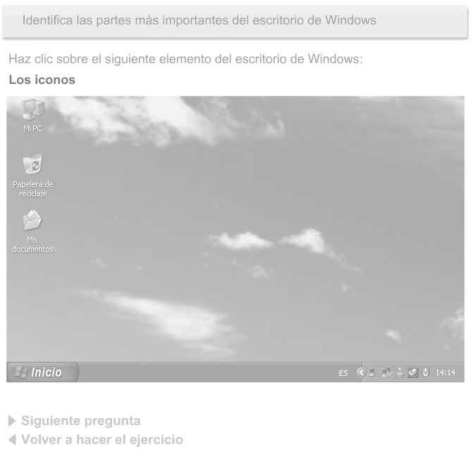 Captura del interactivo Introducción a Windows (I)