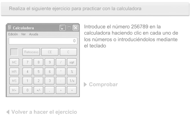 Captura del interactivo La impresión, la calculadora y otras herramientas