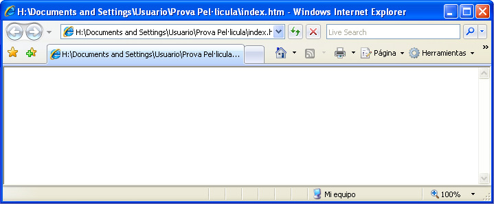 Captura visualització pàgina en blanc Windows Internet Explorer
