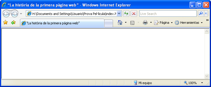 Captura visualització títol en Windows Internet Explorer