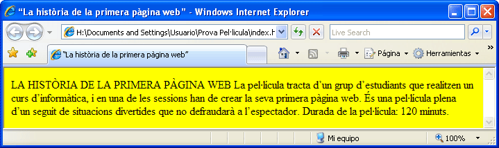 Captura visualització color fons en Windows Internet Explorer