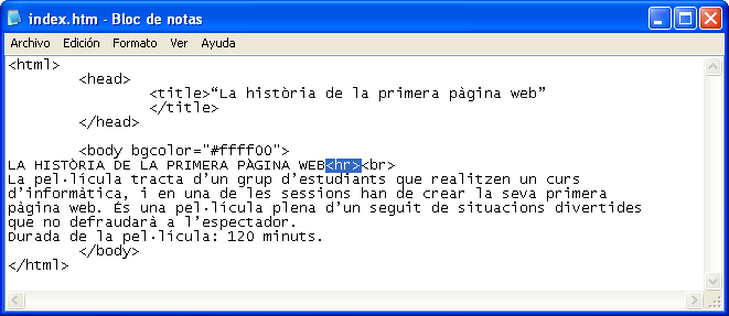 Captura codi incloure barra horitzontal 