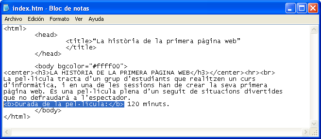 Captura codi text en negreta