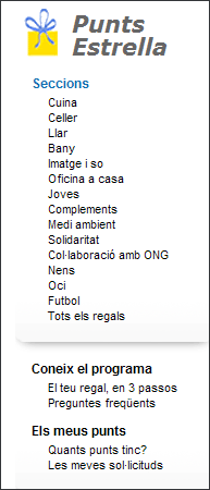 Captura menú Punts estrella