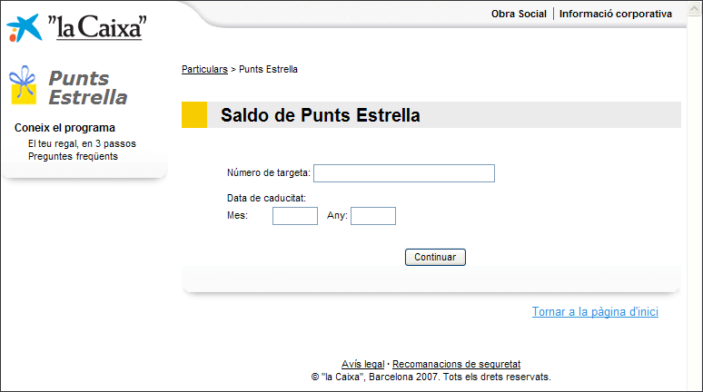 Captura pantalla Saldo de punts estrella