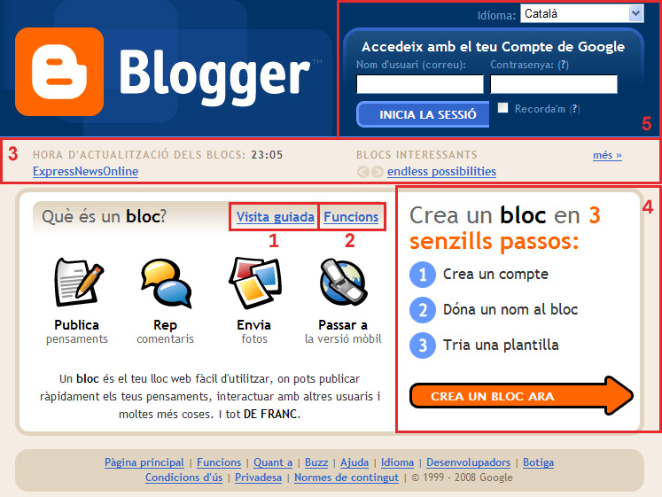 Captura finestra principal Blogger