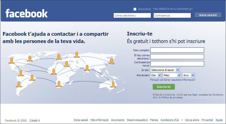 Captura pàgina principal Facebook
