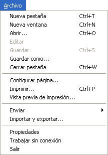 Captura menú Archivo