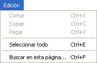 Captura menú Edición
