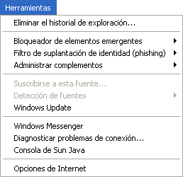 Captura menú Herramientas