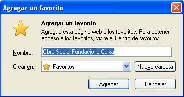 Captura finestra Agregar un favorito