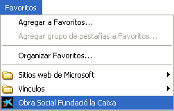 Captura menú Favoritos Captura menú Favoritos