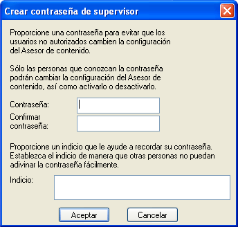 Captura finestra Crear contraseña de supervisor
