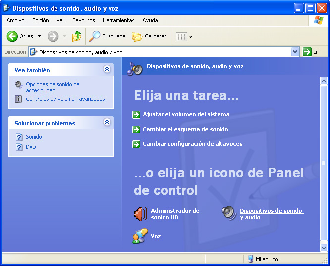 Captura finestra Dispositivos de sonido, audio y voz