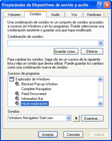 Captura finestra Propiedades de Dispositivos de sonido, audio y voz