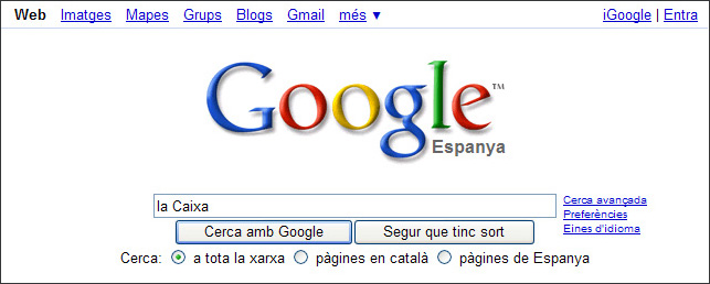 Captura menú del Google