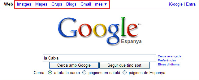 Captura menú del Google