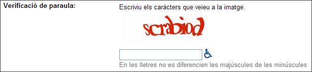 Captura camp verificació de paraula