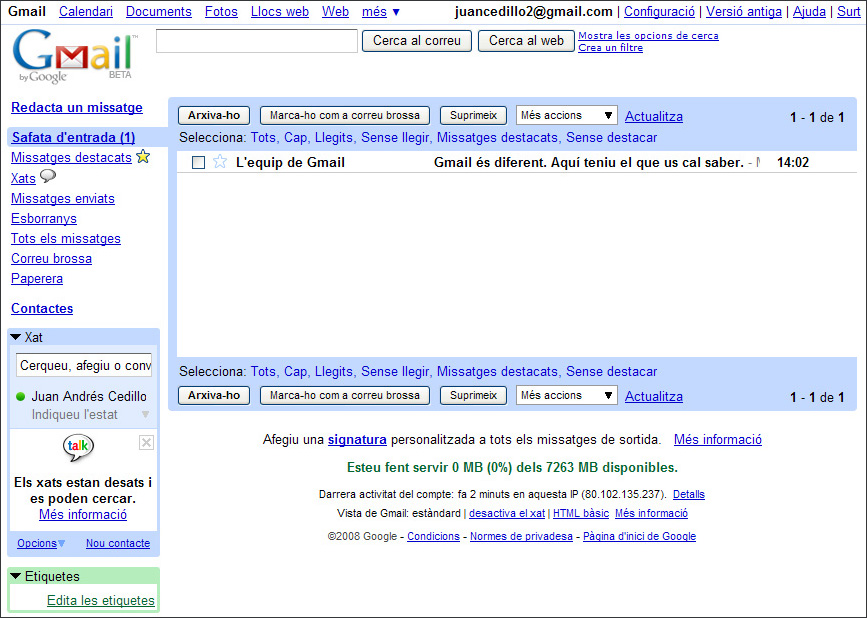 Captura compte de correu