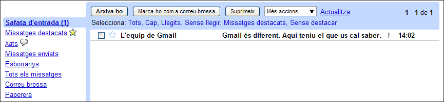 Captura missatges desats en carpetes