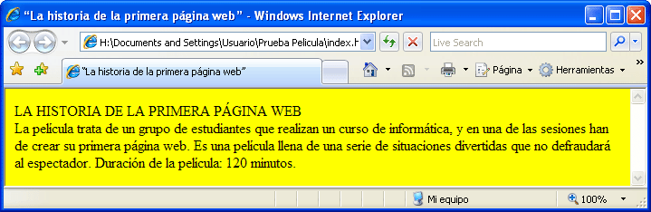 Captura visualitzación línea en blanco en Windows Internet Explorer