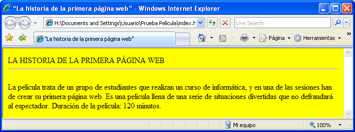 Captura visualitzación barra horitzontal en Windows Internet Explorer