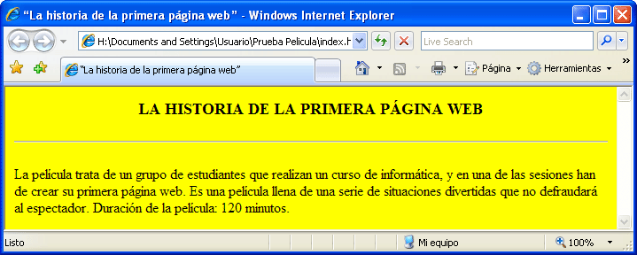 Captura visualitzación tamaño texto en Windows Internet Explorer
