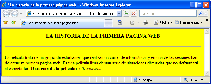 Captura visualitzación texto en cursiva en Windows Internet Explorer