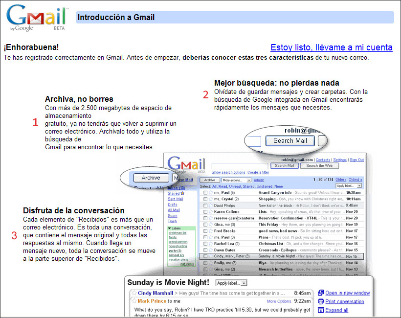 Captura Introducción a Gmail